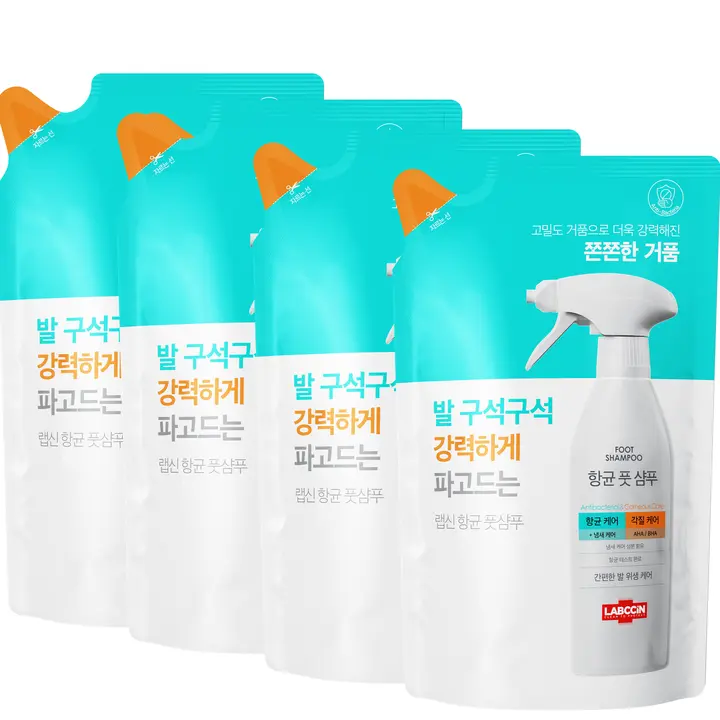랩신 항균 풋샴푸 리필, 400ml, 4개