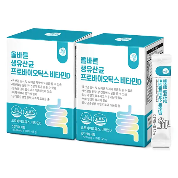 올바른 슈퍼 프로바이오틱스 생유산균 19 비타민D, 30포, 2박스