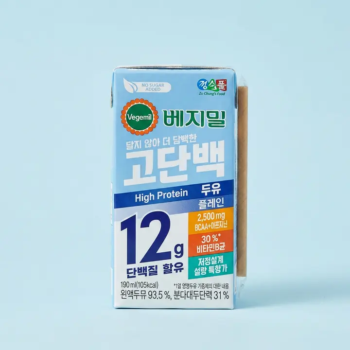 베지밀 고단백 두유 플레인, 190ml, 80개