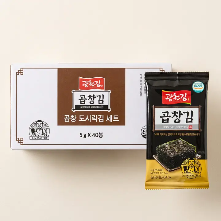 광천김 곱창김 도시락김, 5g, 40개