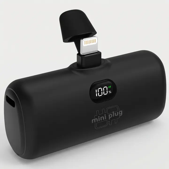 미니플러그 도킹형 미니 보조배터리 EB612, 5000mAh, 8핀, 블랙, 1개