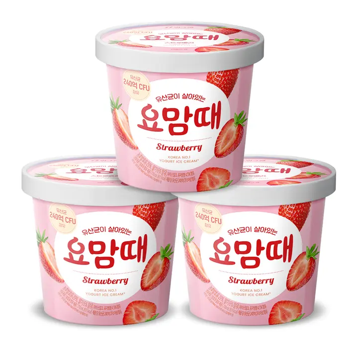 빙그레 요맘때 파인트 스트로베리, 710ml, 3개