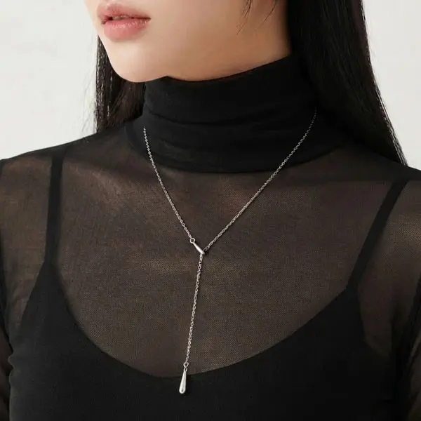 퍼플핏 물방울 드롭 목걸이 PB5AN004, 실버, FFF, 1개