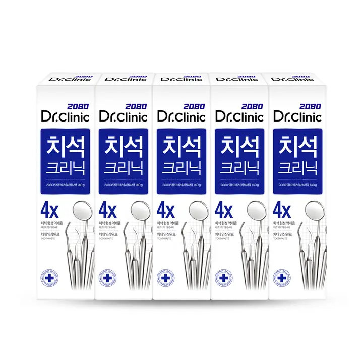 2080 닥터크리닉 치석치약 2.0, 140g, 5개