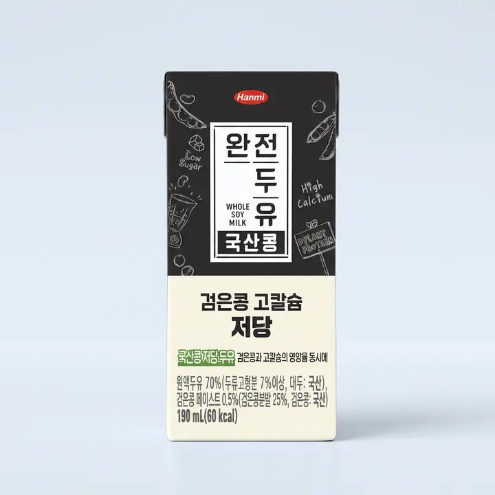 한미 완전두유 국산콩 검은콩 고칼슘 저당, 190ml, 32팩