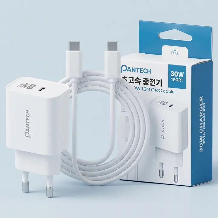 팬택 30W 1포트 C타입 초고속 충전기, 60w CtoC 케이블 포함, 1.2m, 1개