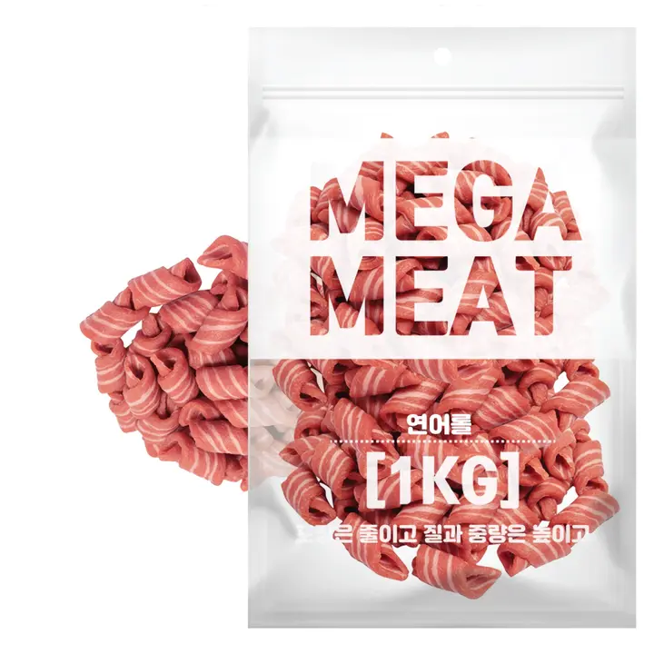 메가미트 강아지 간식, 연어롤, 1kg, 1개