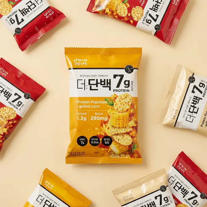 빙그레 더단백 팝칩 혼합, 군옥수수맛 4개 + 매콤살사맛 4개 + 허니갈릭맛 4개, 44g, 1세트
