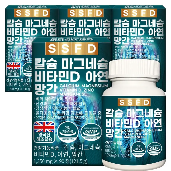 순수식품 칼슘 마그네슘 비타민D 아연 망간, 1350mg, 90정, 4박스