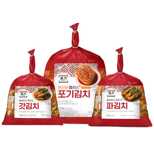 종가 유산균플러스 포기김치, 4.4kg, 1개 + 갓김치, 1kg, 1개 + 파김치, 1kg, 1개