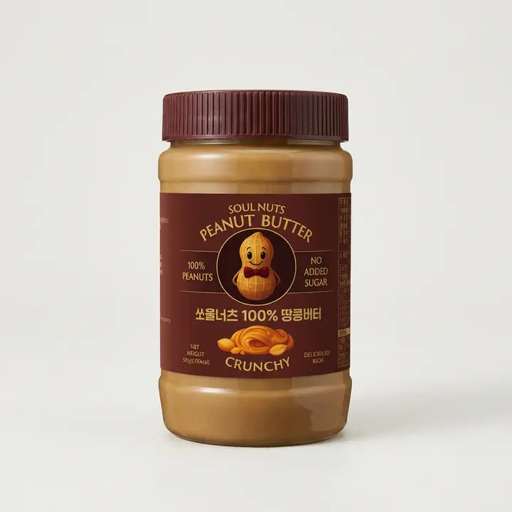 쏘울너츠 100% 땅콩버터 크런치, 500g, 2개