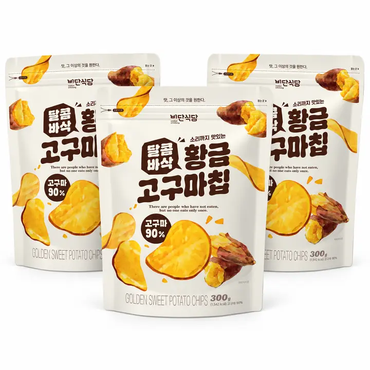 비단식당 달콤바삭 황금고구마칩, 300g, 3개