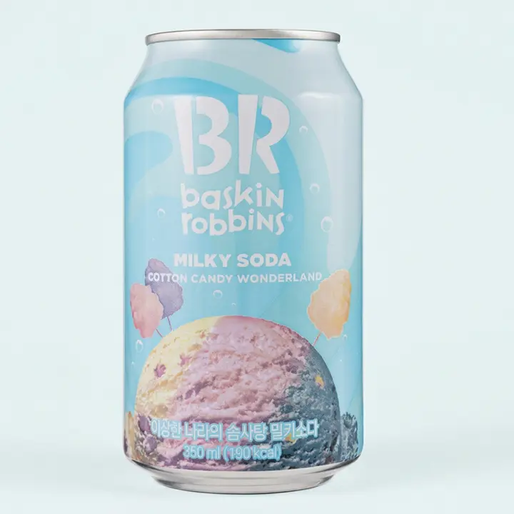 배스킨라빈스 밀키 소다 이상한나라솜사탕, 350ml, 12개