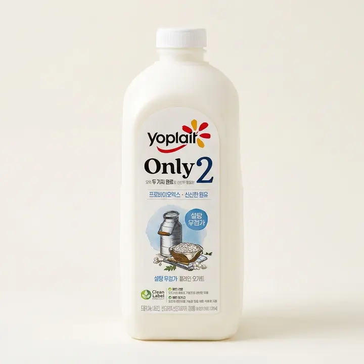 빙그레 요플레 Only2 무가당 플레인 요거트, 1.8L, 4개
