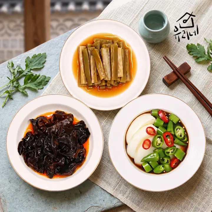 유리네 수제장아찌, 궁채 500g 1개 + 목이버섯 500g 1개 + 모듬 500g 1개, 1세트