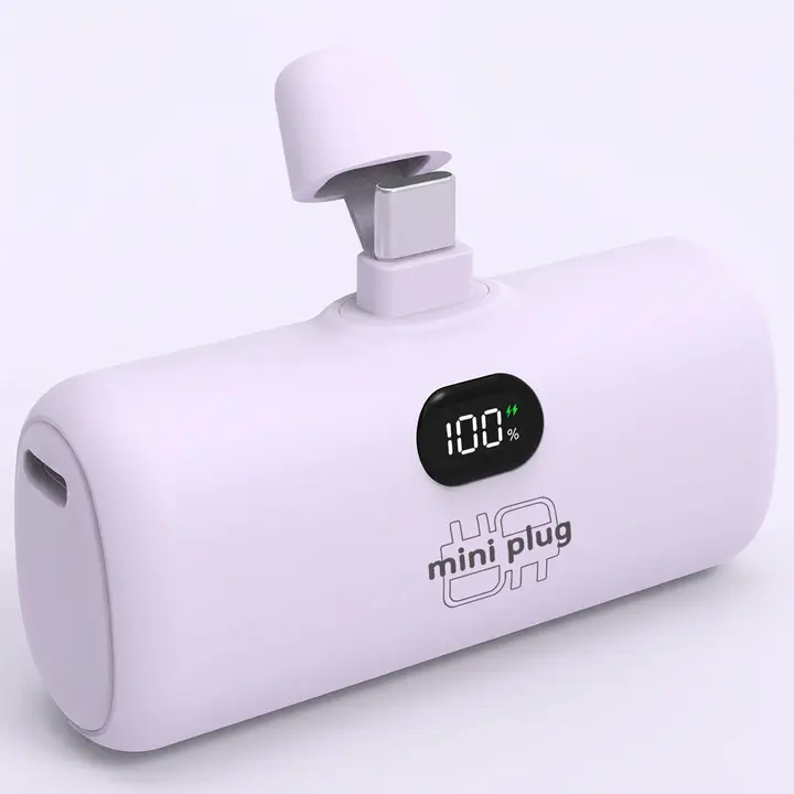 미니플러그 도킹형 미니 보조배터리 EB612, 5000mAh, C타입, 퍼플, 1개
