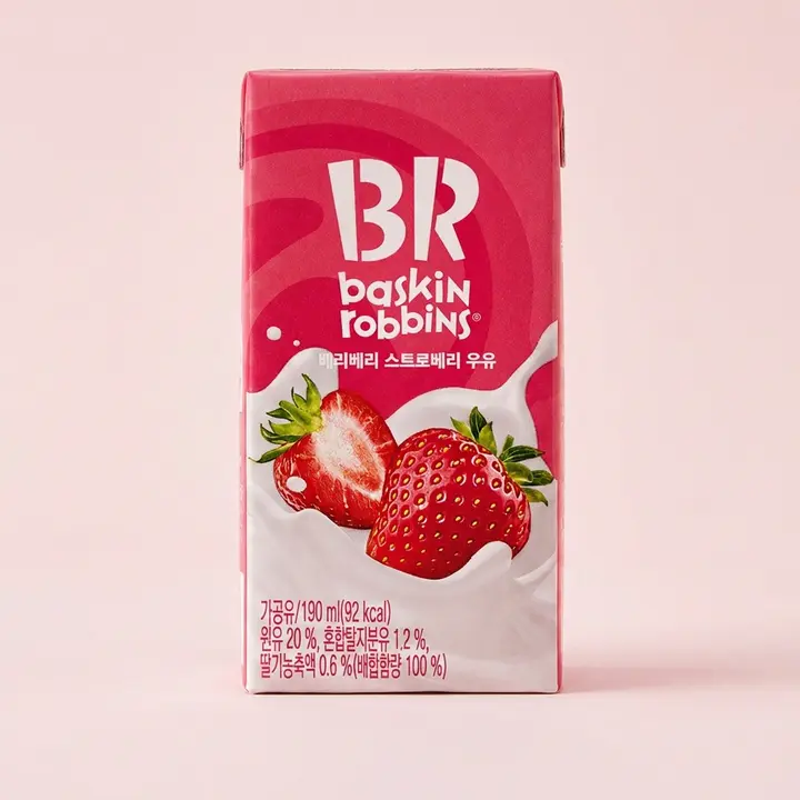배스킨라빈스 베리베리 스트로베리 우유, 190ml, 12개