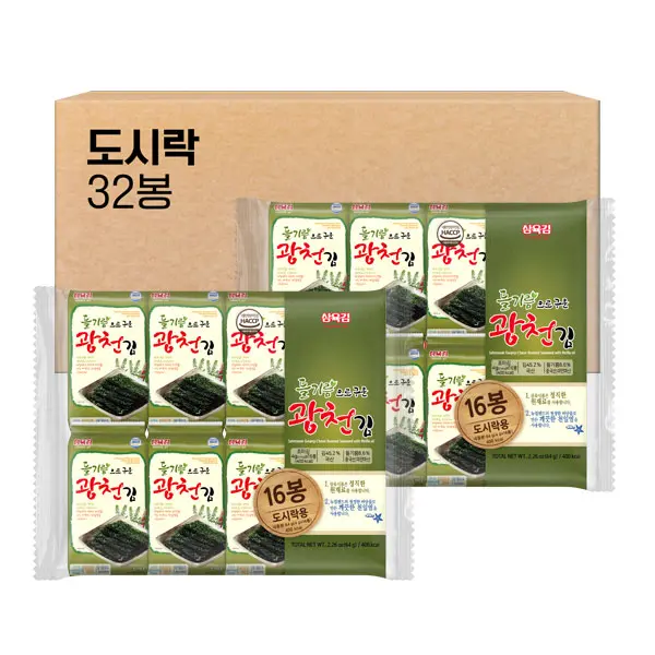삼육김 들기름으로 구운 광천김 도시락김, 4g, 32봉