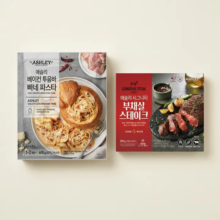애슐리 베이컨 투움바 빠네 파스타, 600g, 1개 + 애슐리 부채살 스테이크, 200g, 1개
