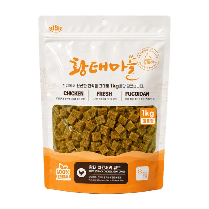 황태마을 강아지 대용량 간식, 치킨큐브져키, 1kg, 1개