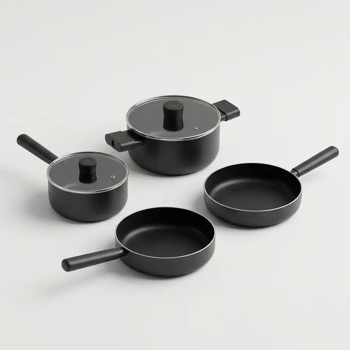 모누아 멀티팬 냄비 블랙 4종 세트, 편수냄비 18cm + 양수냄비 20cm + 멀티팬 24cm + 멀티팬 26cm, 1세트