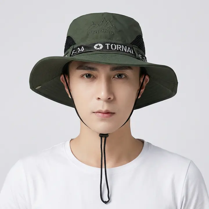 옴미 마운틴14 등산 자외선차단 벙거지 F14, 다크그린, 59Cm, 1개