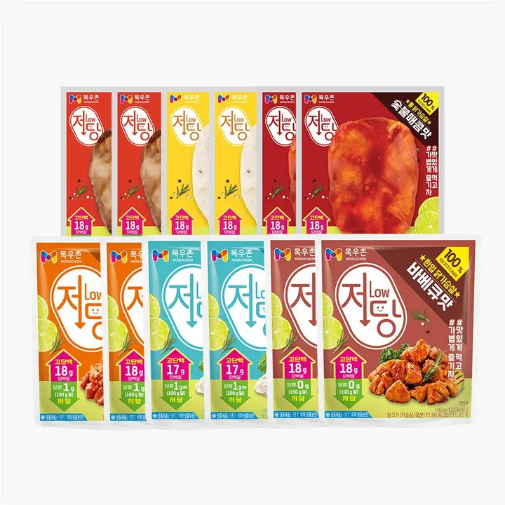 목우촌 저당 닭가슴살 6종, 100g, 12개