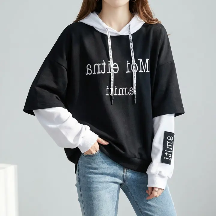쉬블림로브 여성 힙한 레이어드 데일리 꾸안꾸 후드 티셔츠 GW0938, 원컬러, FREE