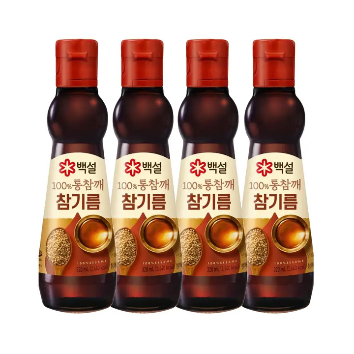 백설 백퍼센트 통참깨 참기름, 320ml, 4개