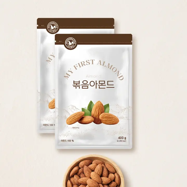 산과들에 볶음아몬드, 400g, 2봉, 1세트