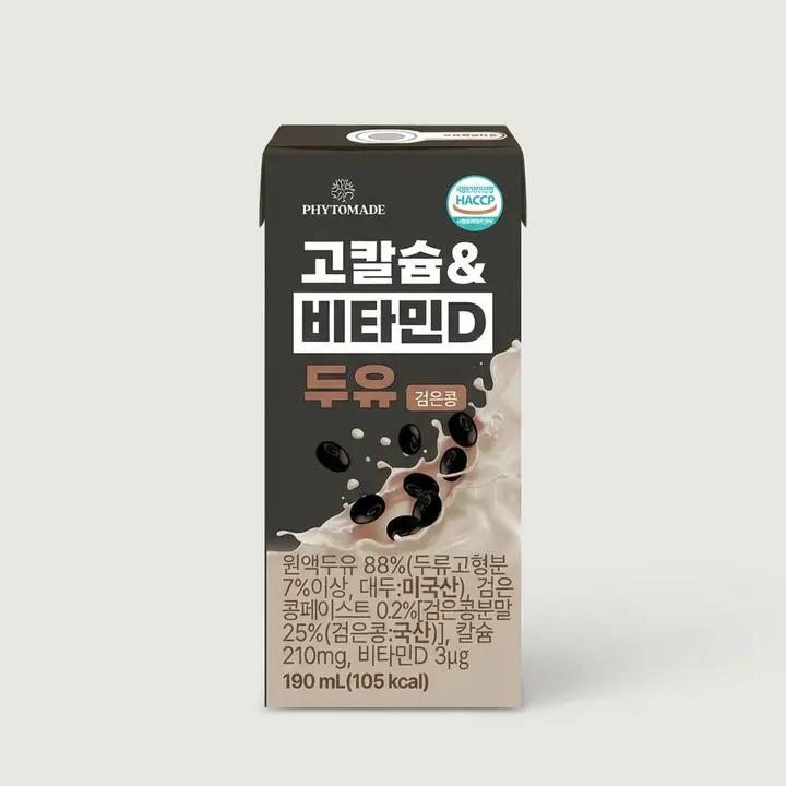 파이토메이드 고칼슘&비타민D 두유 검은콩, 190ml, 24개