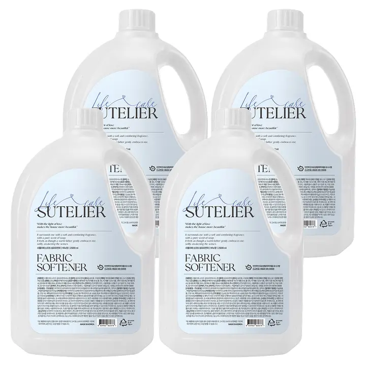 수뜰리에 소프트 섬유유연제 비누향, 2.5L, 4개